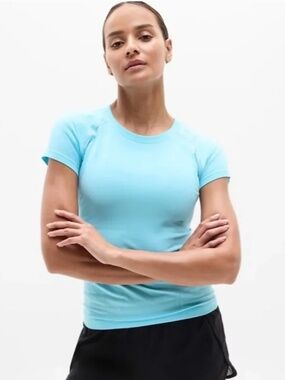Athleta Momentum Seamless Tee - Aqua - L
